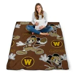 custom western michigan broncos mickey football brown quilt blanket best selling
