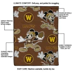 custom western michigan broncos mickey football brown quilt blanket best selling