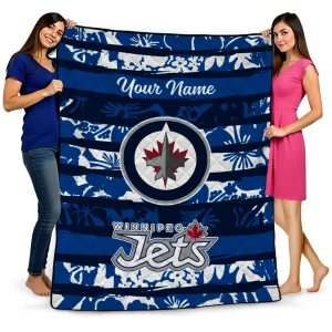 custom winnipeg jets layered florals blue white quilt blanket best selling