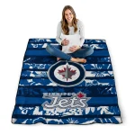 custom winnipeg jets layered florals blue white quilt blanket best selling