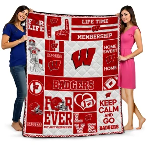 custom wisconsin badgers helmet passion red quilt blanket best selling