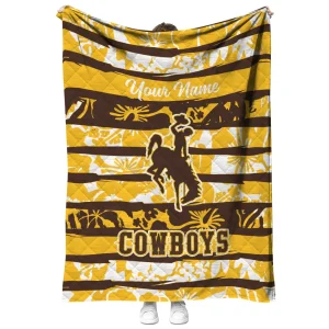 custom wyoming cowboys layered florals brown white quilt blanket fashion forward