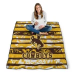 custom wyoming cowboys layered florals brown white quilt blanket best selling