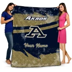customized akron zips brushstroke layers blue quilt blanket best selling
