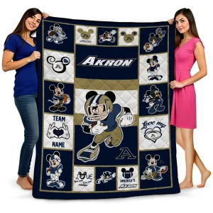 customized akron zips mickey crimson blue white quilt blanket best selling