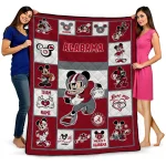 customized alabama crimson tide mickey crimson white quilt blanket best selling