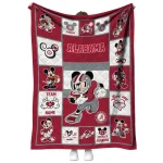 customized alabama crimson tide mickey crimson white quilt blanket best selling