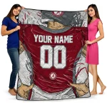 customized alabama crimson tide player sketch crimson gray quilt blanket best selling