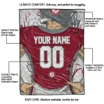 customized alabama crimson tide player sketch crimson gray quilt blanket best selling