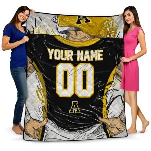 customized appalachian state mountaineers player sketch black gray quilt blanket best selling