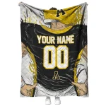 customized appalachian state mountaineers player sketch black gray quilt blanket best selling