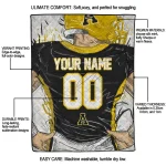 customized appalachian state mountaineers player sketch black gray quilt blanket best selling