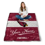 customized arizona cardinals hibiscus burst red white quilt blanket best selling