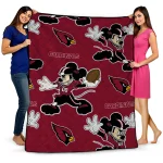 customized arizona cardinals mickey football red quilt blanket best selling