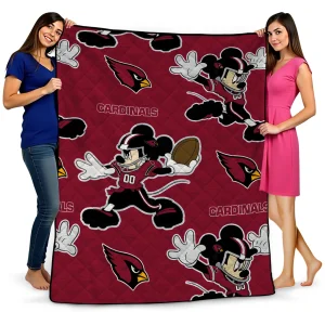 customized arizona cardinals mickey football red quilt blanket best selling