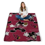 customized arizona cardinals mickey football red quilt blanket best selling