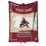 customized arizona coyotes grunge patch red white quilt blanket best selling