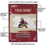 customized arizona coyotes grunge patch red white quilt blanket best selling