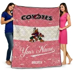 customized arizona coyotes pinstripe lines red white quilt blanket best selling
