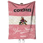 customized arizona coyotes pinstripe lines red white quilt blanket best selling