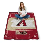 customized arizona diamondbacks grunge patch red white quilt blanket best selling