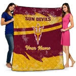 customized arizona state sun devils brushstroke layers maroon quilt blanket best selling