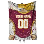 customized arizona state sun devils player sketch maroon gray quilt blanket best selling
