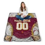 customized arizona state sun devils player sketch maroon gray quilt blanket best selling