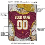 customized arizona state sun devils player sketch maroon gray quilt blanket best selling