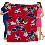 customized arizona wildcats mickey football red quilt blanket best selling