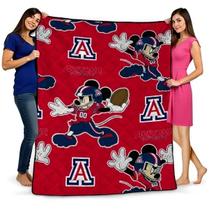 customized arizona wildcats mickey football red quilt blanket best selling