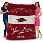 customized arkansas razorbacks hibiscus burst red white quilt blanket best selling