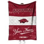 customized arkansas razorbacks hibiscus burst red white quilt blanket best selling