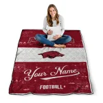 customized arkansas razorbacks hibiscus burst red white quilt blanket best selling