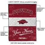 customized arkansas razorbacks hibiscus burst red white quilt blanket best selling