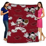customized arkansas razorbacks mickey football red quilt blanket best selling