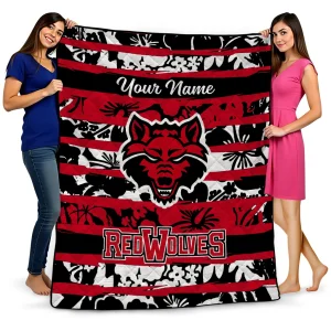 customized arkansas state red wolves layered florals scarlet white quilt blanket best selling