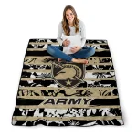 customized army black knights layered florals gold white quilt blanket best selling