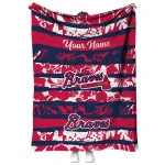 customized atlanta braves layered florals navy white quilt blanket best selling