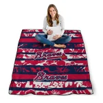 customized atlanta braves layered florals navy white quilt blanket best selling