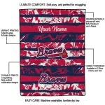 customized atlanta braves layered florals navy white quilt blanket best selling