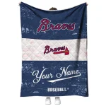 customized atlanta braves snoopy victory navy white quilt blanket best selling