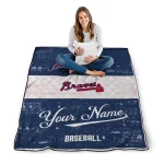 customized atlanta braves snoopy victory navy white quilt blanket best selling