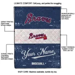 customized atlanta braves snoopy victory navy white quilt blanket best selling