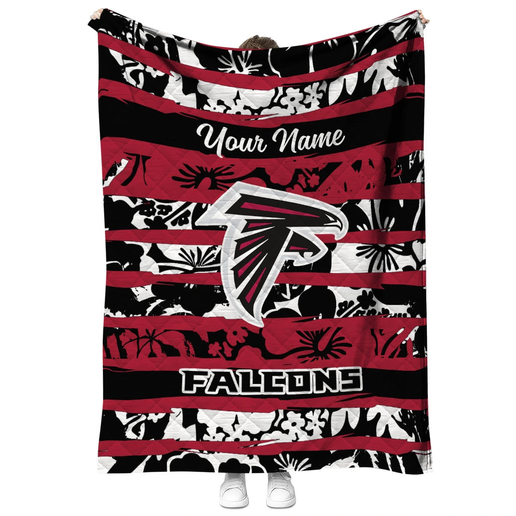 customized atlanta falcons layered florals red white quilt blanket fashion forward