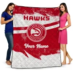 customized atlanta hawks brushstroke layers red quilt blanket best selling