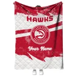 customized atlanta hawks brushstroke layers red quilt blanket best selling