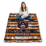 customized auburn tigers layered florals navy blue white quilt blanket best selling