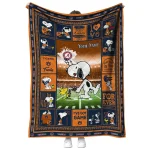 customized auburn tigers snoopy coach navy blue quilt blanket best selling