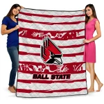 customized ball state cardinals layered florals red white quilt blanket best selling